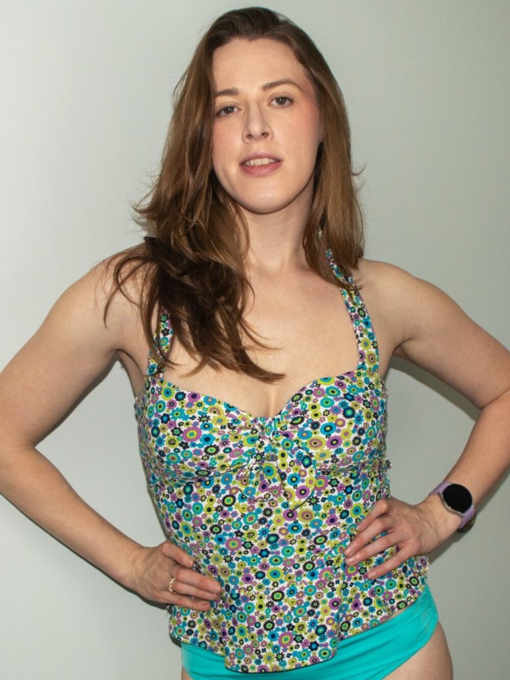 Coco Rave Floral Bowed Tankini Top Size M